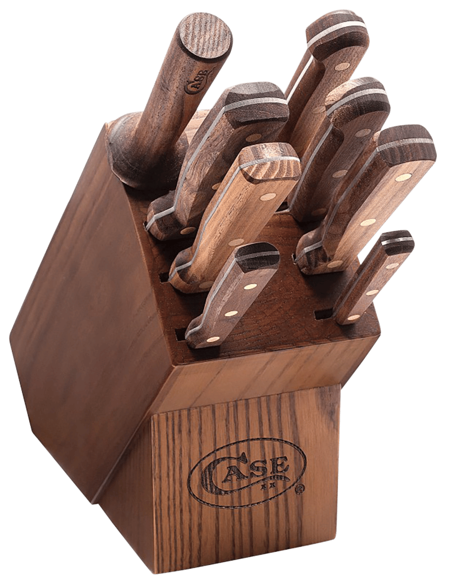 Case 10249 Household Cutlery Set Plain/Serrated Satin Tru-Sharp SS Blade Walnut Handle 9 Piece