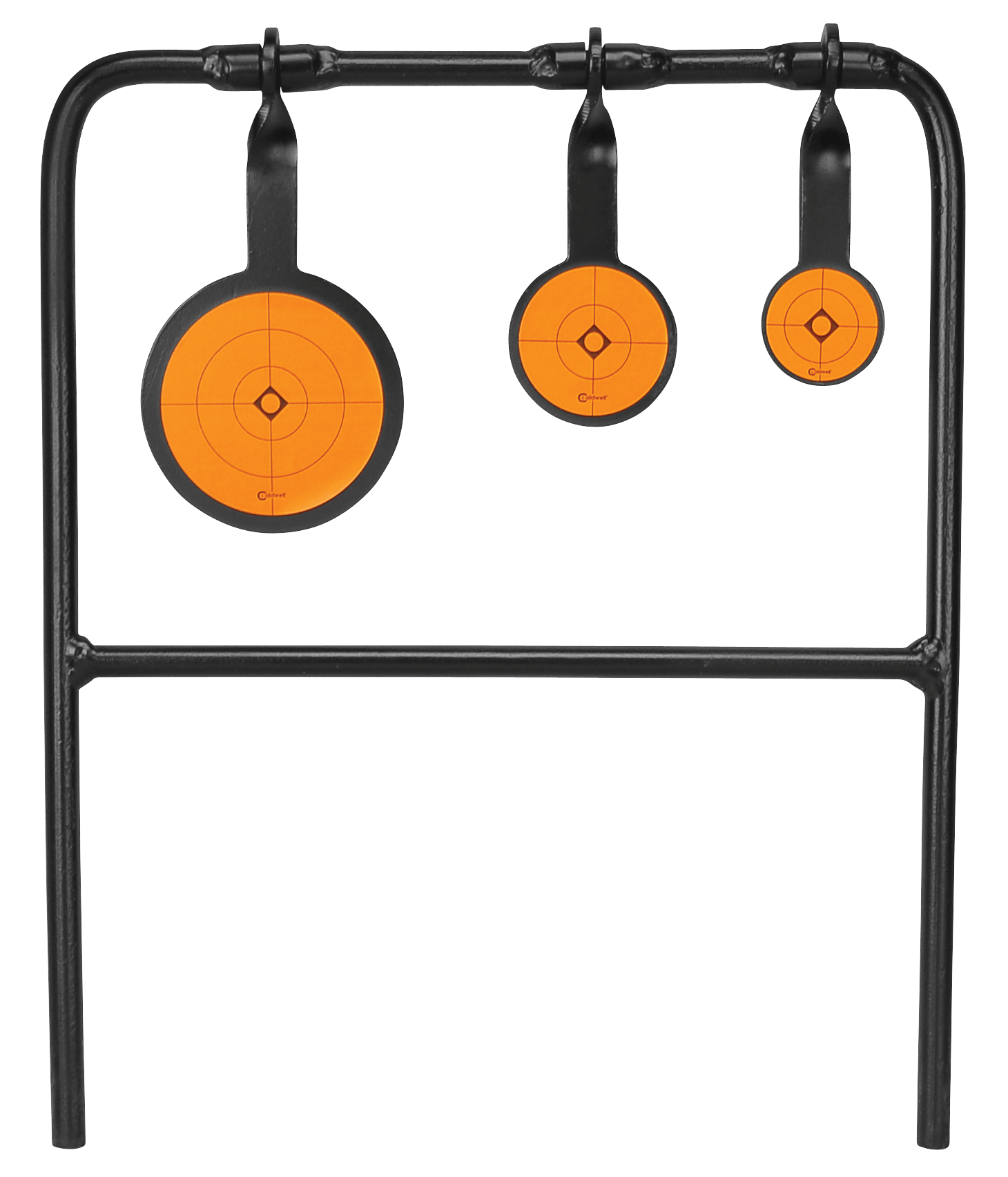 Caldwell 147072 Plink n Swing Triple Spin Target Rimfire Pistol/Rifle Steel Black/Orange Impact Enhancement Motion 1.75"/2.5"/3.5"