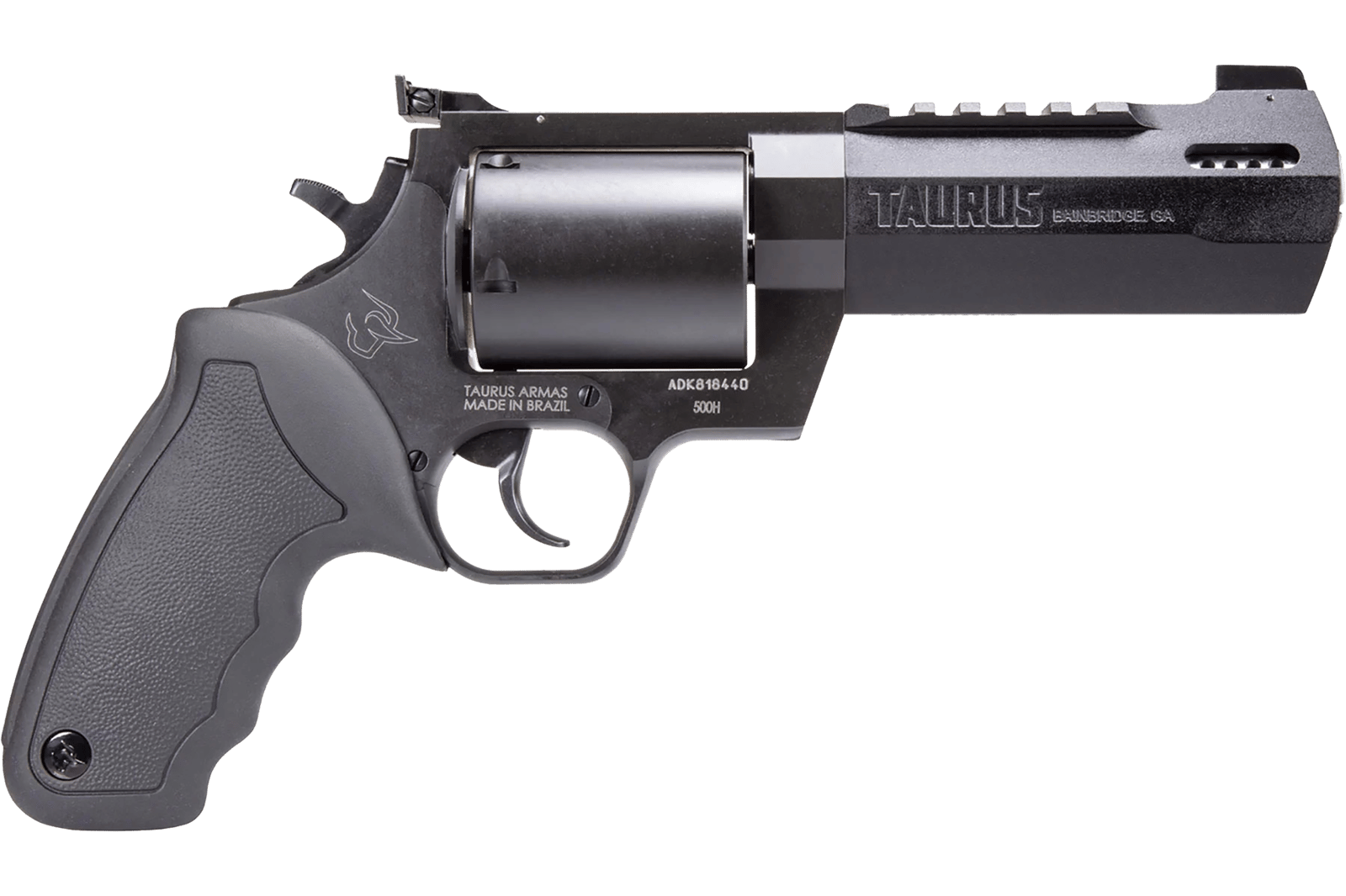 Taurus 2500051RH Raging Hunter  Large Frame 500 S&W Mag 5rd 5.12" Black Ported/Target Crown Barrel, Matte Black Oxide Cylinder, Black Steel Frame, Black Rubber Grip