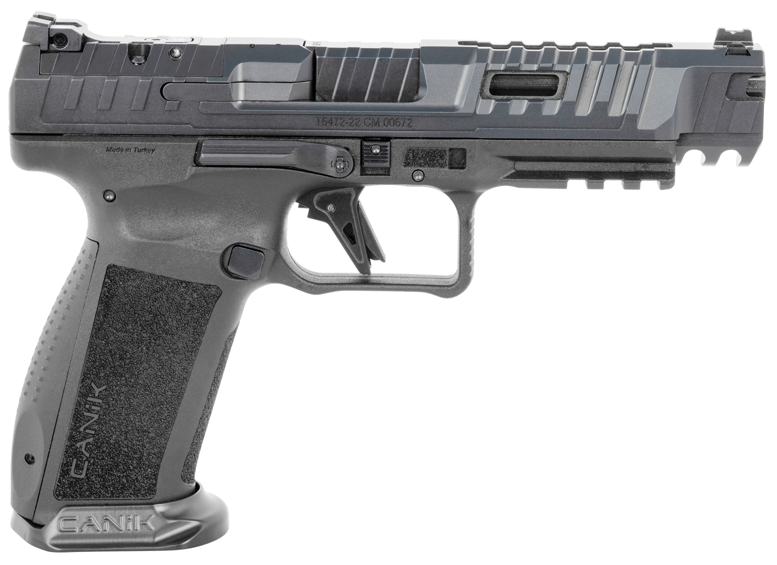 Canik HG6815N SFx Rival 9mm Luger 18+1 5" Black Steel Barrel, Dark Side Ported/Serrated Steel Slide, Polymer Frame w/Beavertail & Picatinny Rail, Ambidextrous