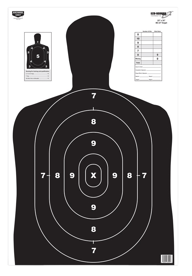Birchwood Casey 37021 EZE-Scorer BC-27 Silhouette Paper Target 23" x 35" 100 Per Pack