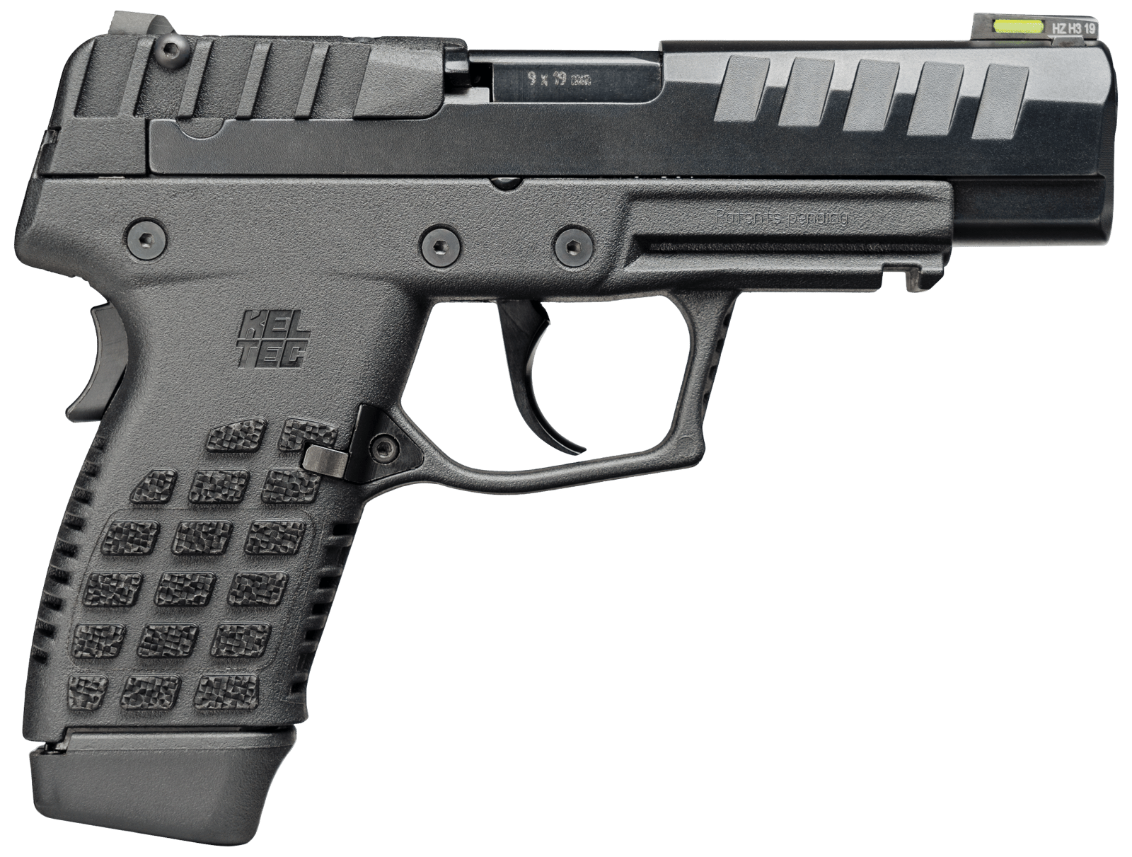 Kel-Tec P15BLK P15  Compact Frame 9mm Luger 15+1 4" Black Steel Barrel, Black Nitride Serrated Steel Slide, Black Polymer Frame w/Picatinny Rail, Black Stippled Grip, Ambidextrous