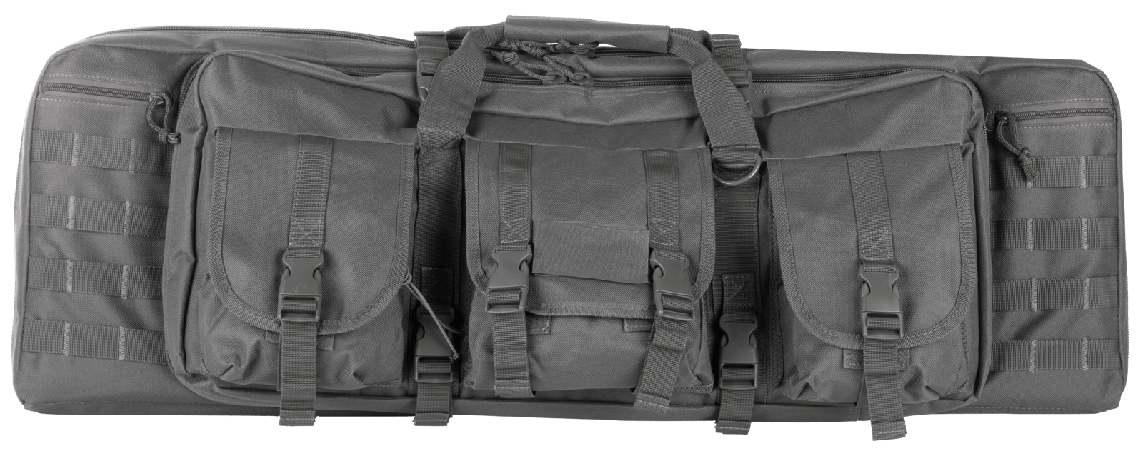 NcStar CVDC2946U36 VISM Double Carbine Case Urban Gray PVC Nylon w/ Foam Padding Lockable Zippers Pockets & MOLLE Webbing