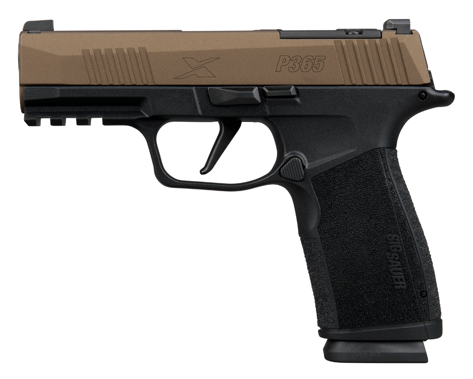 Sig Sauer 365XCA9FBZXR3 P365 XMacro Compact 9mm Luger 17+1 3.70"  Bronze Cerakote w/Freedom Engraving Stainless Steel Optic Ready/Serrated Slide, Black Stainless Steel Frame w/Beavertail & Picatinny R