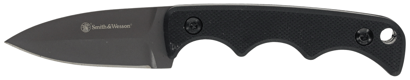 Smith & Wesson Knives 1193156 H.R.T. Neck Knife Fixed Spear Point/Plain Titanium Nitride Coated 8Cr13MoV SS Blade/Black G10 Handle Includes Sheath
