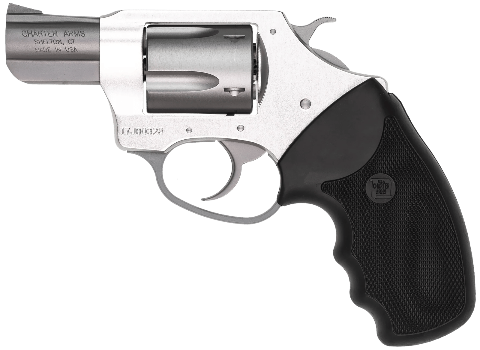 Charter Arms 93820 Undercover Lite Southpaw Compact 38 Special, 5 Shot 2" Stainless Steel Barrel & Cylinder, Anodized Aluminum Frame w/Black Finger Grooved Rubber Grip, Exposed Hammer, Left Hand