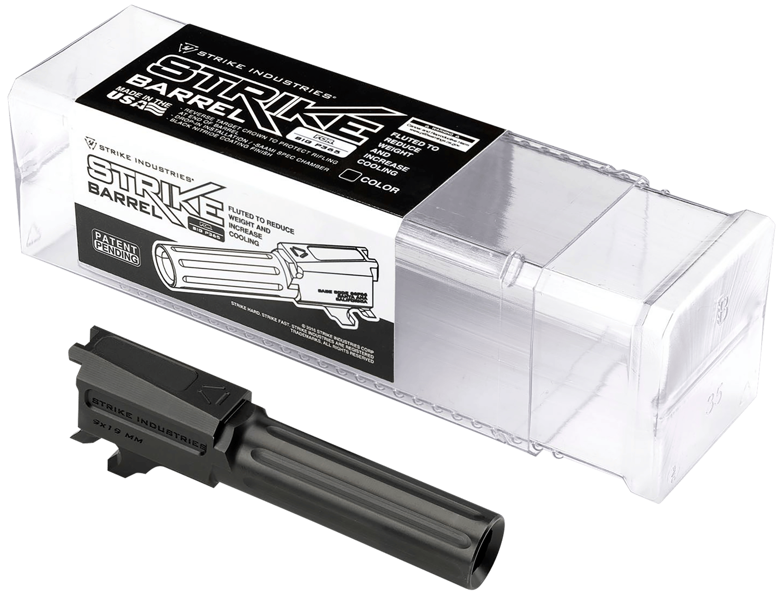 Strike Industries P365BARREL P365  9mm Luger 3.10" Fluted Black Nitride Steel, Fits Sig P365