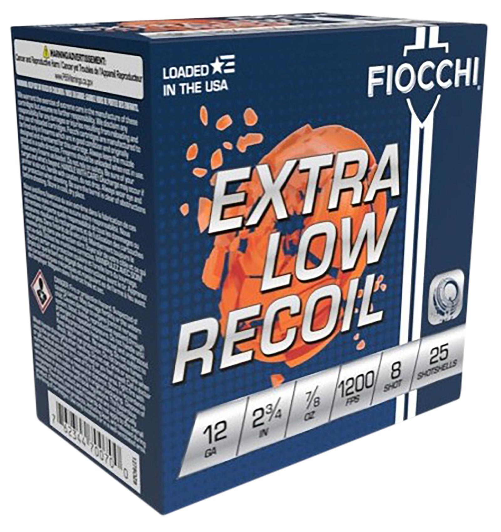 Fiocchi 1278OZ8 Exacta Target Low Recoil Trainer 12Gauge 2.75" 7/8oz 8Shot 25 Per Box/10 Case