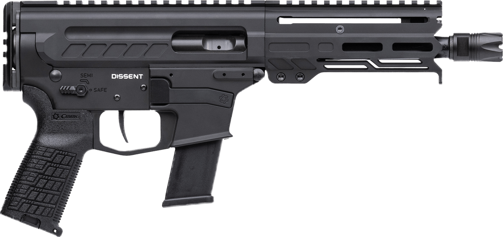 CMMG 45A4C0FAB Dissent MKG 45 ACP 13+1 6.50" Black Nitride Medium Taper Threaded Barrel, CMMG 5.5" M-LOK Handguards, Black Armor Cerakote Aluminum Picatinny Rail Receiver, CMMG Zeroed Grips