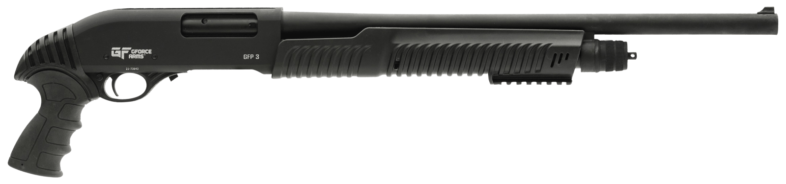 Gforce Arms GFP3REX GFP3REX  12 Gauge Pump 3" 4+1 20" Black Steel Barrel, Black Picatinny Rail Receiver, Black Rubber Grip