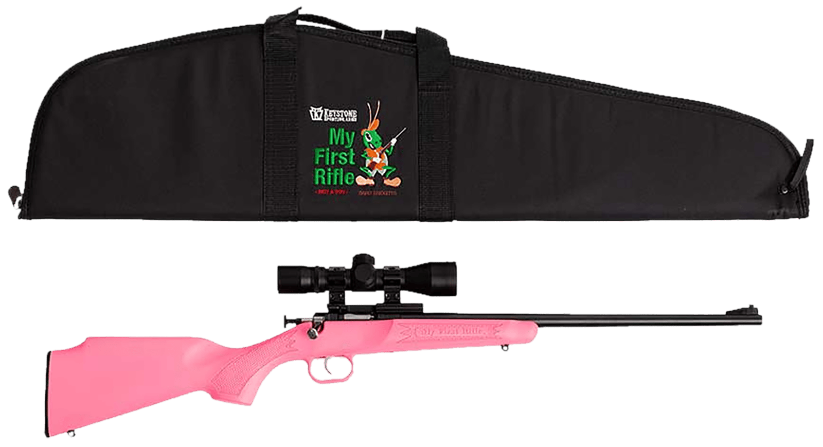 Crickett KSA2220BSC Youth Package Youth 22 LR 1rd 16.12" Blued Single Shot Barrel, Blued Stainless Steel Receiver, Pink Fixed Synthetic Stock, Right Hand