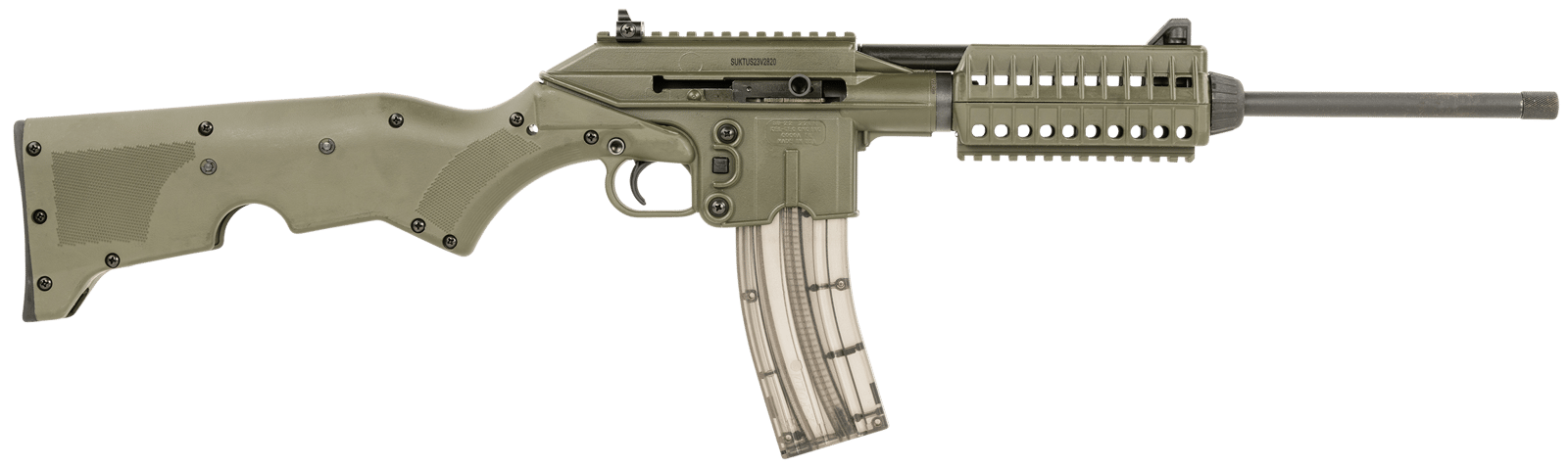 Kel-Tec SU22CAGRN SU22  Full Size 22 LR 26+1 16.10" Black Threaded Barrel, OD Green Picatinny Rail Polymer Receiver, OD Green Synthetic w/Storage Compartment Stock