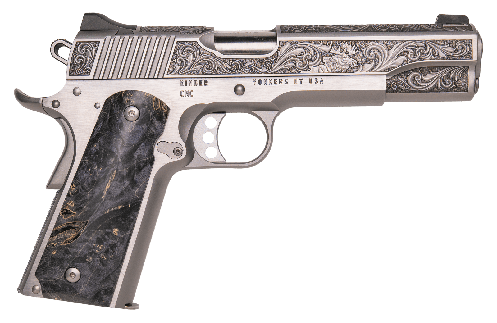 Cnc Firearms CNCWILDLIFE45 Kimber 1911 Wildlife Sports South Exclusive 45 ACP 7+1 5" Burled Maple Wood Grip