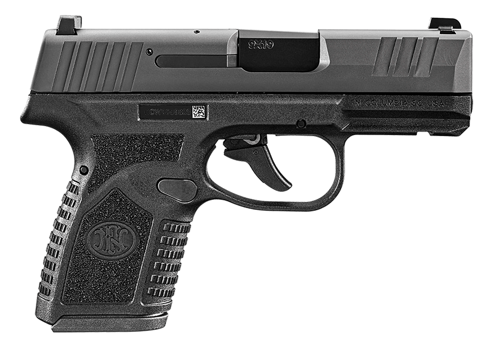 FN 66101412 Reflex  Micro-Compact Frame 9mm Luger 10+1, 3.30" Black Target Crown Steel Barrel, Black PVD Serrated Steel Slide & Polymer Frame w/Picatinny Rail, Ambidextrous