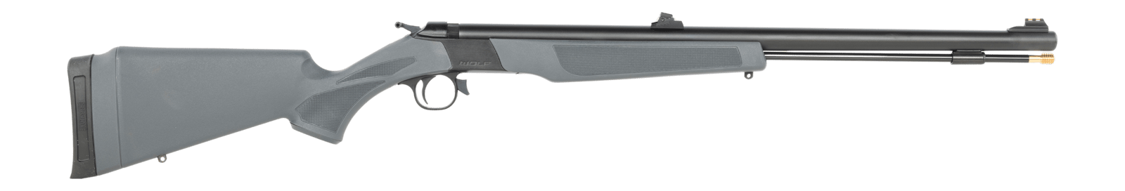 CVA PR2119 Wolf  50 Cal 24" Blued Single Shot Barrel, Blued Drilled & Tapped Steel Receiver, Adjustable Stealth Gray Synthetic Stock