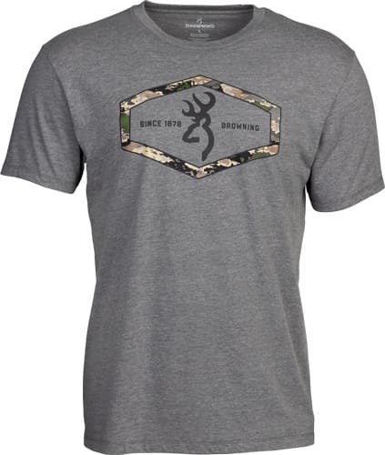 BROWNING SS T-SHIRT BROWNING HEXLOCK HEATHER GRAY XLARGE