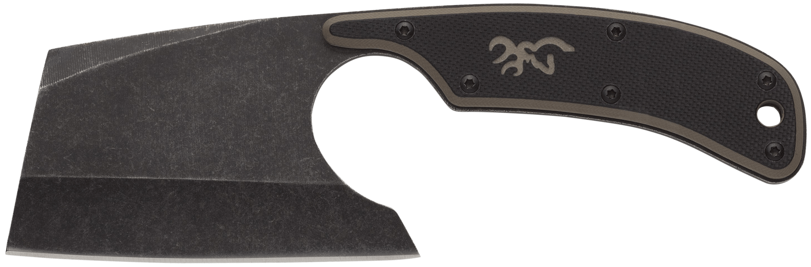 Browning 3220322B Cutoff Camp Boxed 2.50" Fixed Cleaver Plain Black Black Oxide Stonewashed 9Cr14MoV SS Blade, Black/Tan G10 Handle