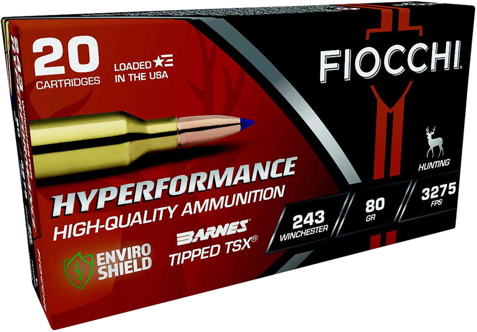 Fiocchi 243TTSX Hyperformance  243Win 80gr Barnes Tipped TSX 20 Per Box/10 Case