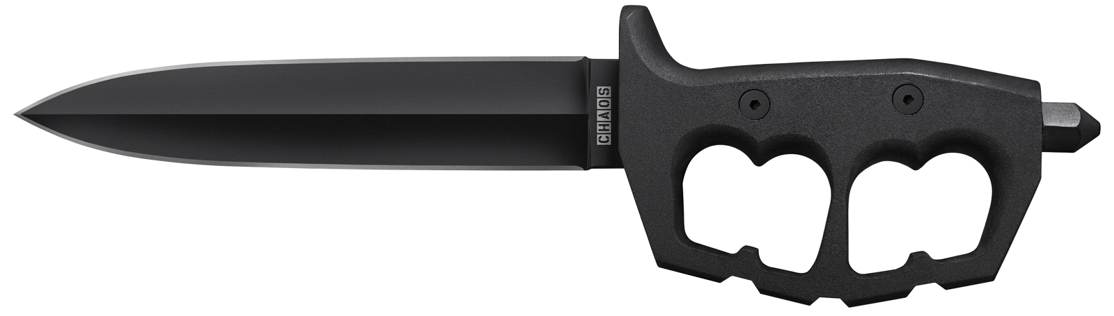 Cold Steel CS-80NTP Chaos Double Edge 7.50" Fixed Plain Black SK-5 High Carbon Blade/Black w/ "D" Ring Guards Aluminum Handle