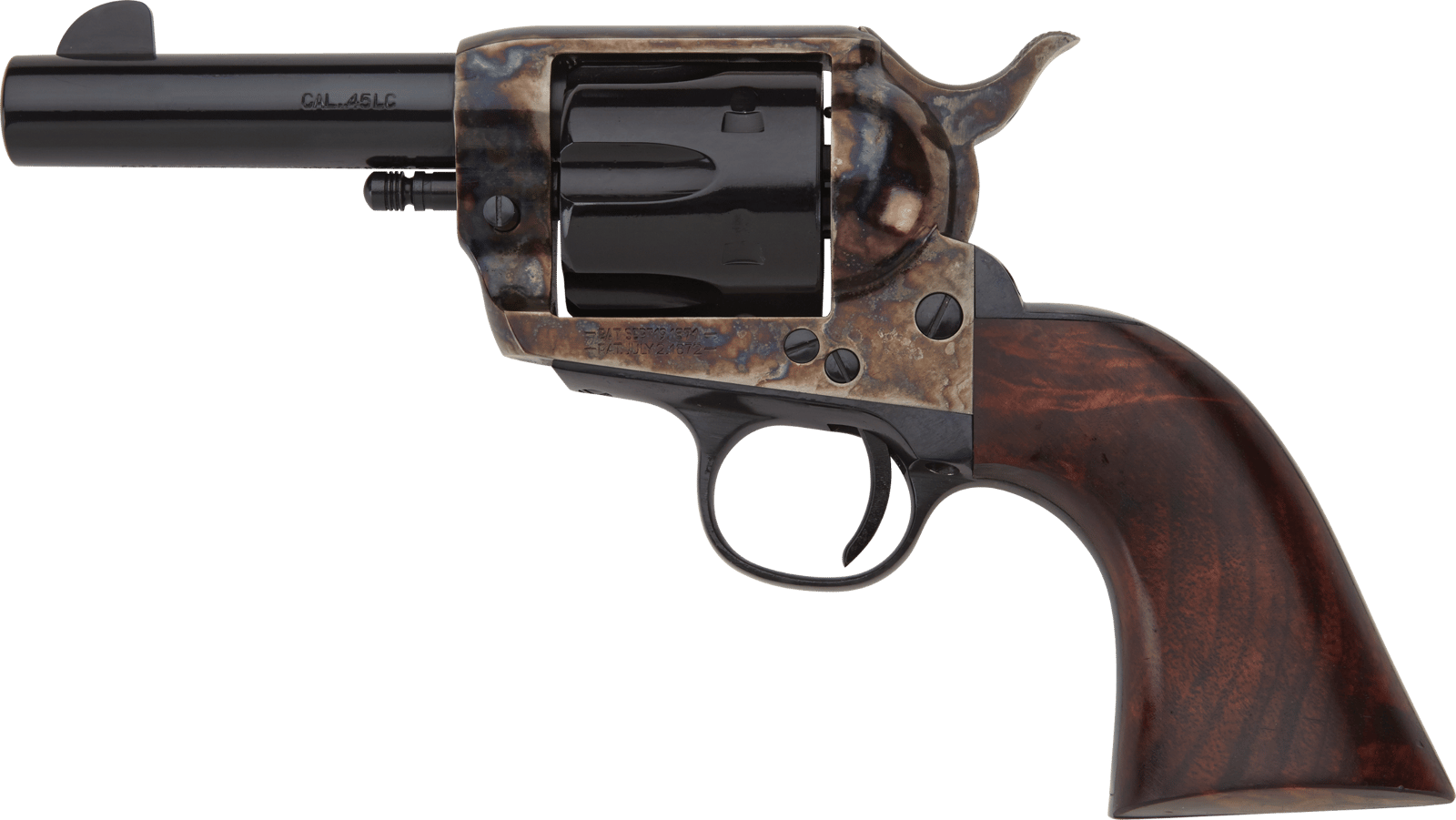 Pietta HF45CHS312NM 1873 Great Western II Sheriff 45 Colt (Long Colt) 6rd 3.50" Blued Steel Barrel & Cylinder, Color Case Hardened Steel Frame, Walnut Grip, Exposed Hammer