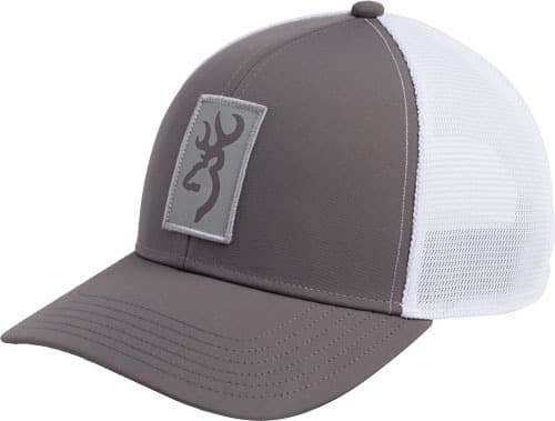 BROWNING CAP BEACON LOGO GRAY W/RECTANGLE PATCH ADJ