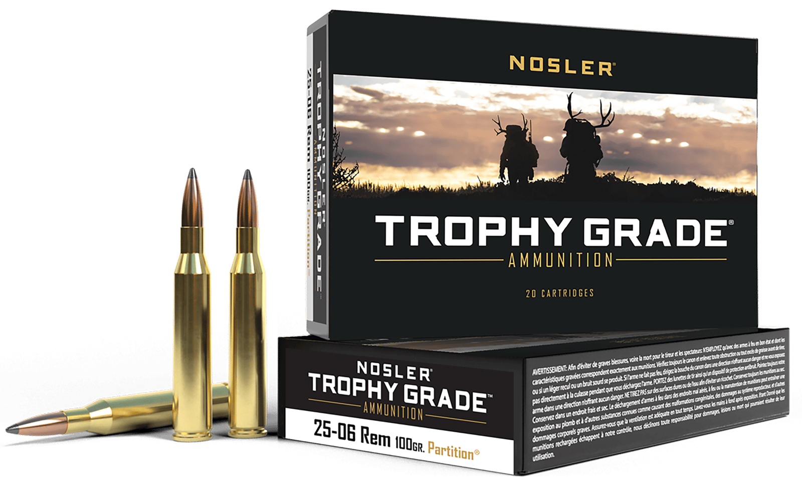 Nosler 60005 Trophy Grade  25-06Rem 100gr Nosler Spitzer Partition 20 Per Box/10 Case