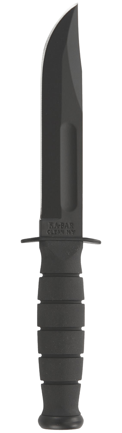 Ka-Bar 1256 Fighting/Utility  5.25" Fixed Clip Point Plain Black 1095 Cro-Van Blade, Black Kraton G Handle, Includes Sheath