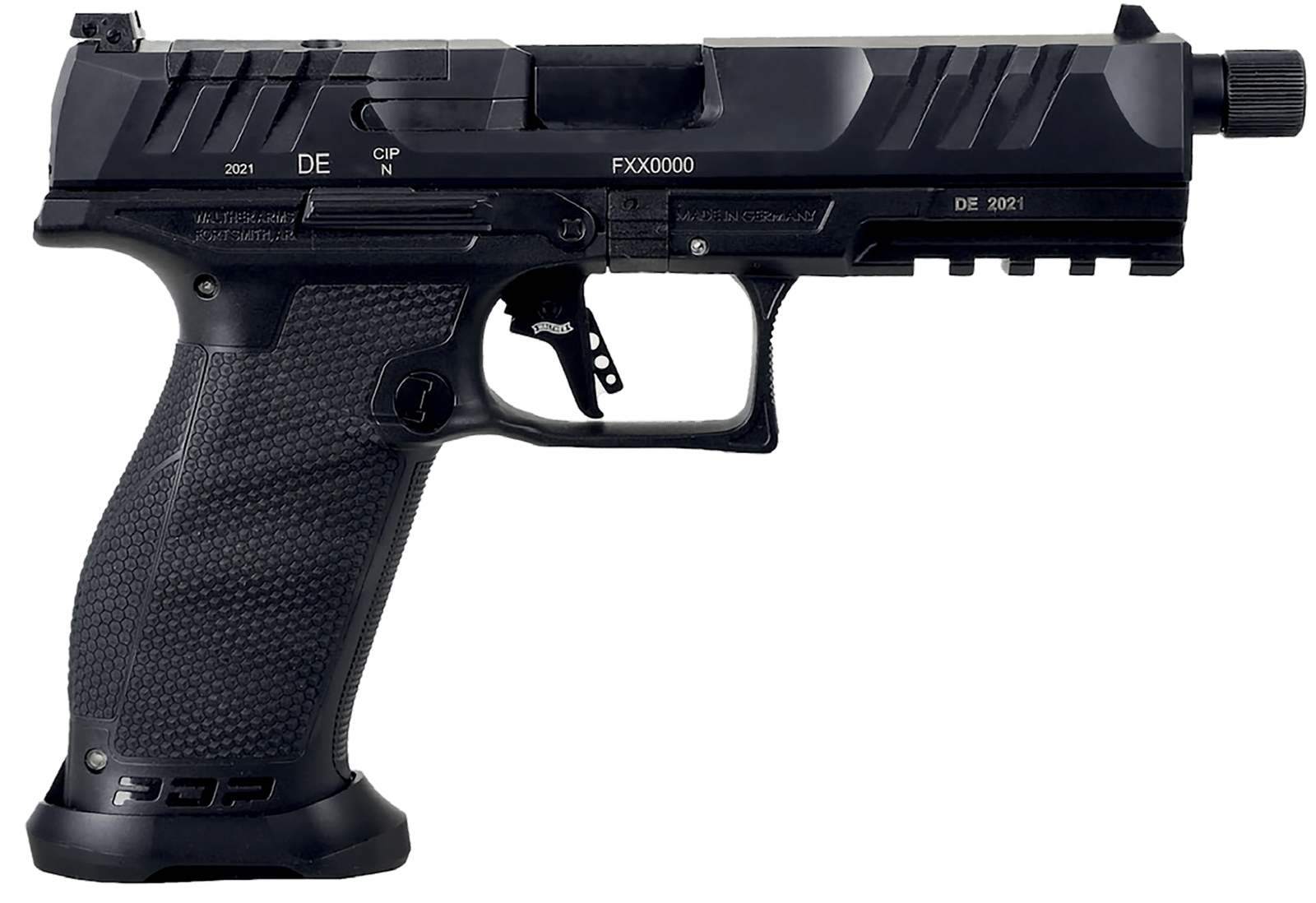 Walther Arms 2858142 PDP Pro SD 9mm Luger 10+1 5.10" Threaded Barrel, Black, Optic Cut/Serrated Slide, Polymer Frame with Pic. Rail, Performance Duty Grip, Flared Magwell