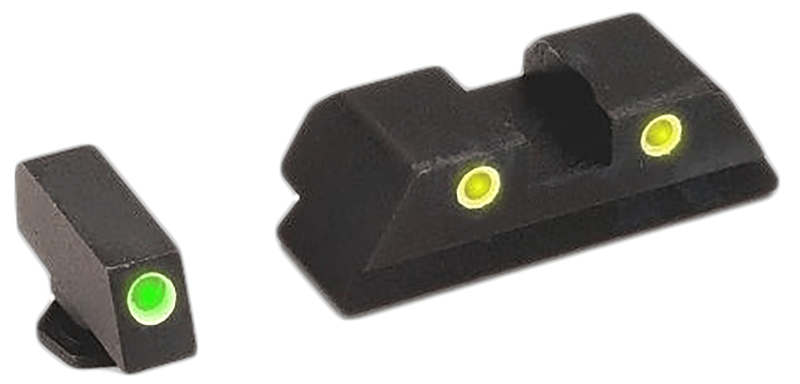 AmeriGlo GL121 Classic Tritium Sight Set for Glock  Green Tritium White Outline Front Sight-Yellow Tritium White Outline Rear Sight