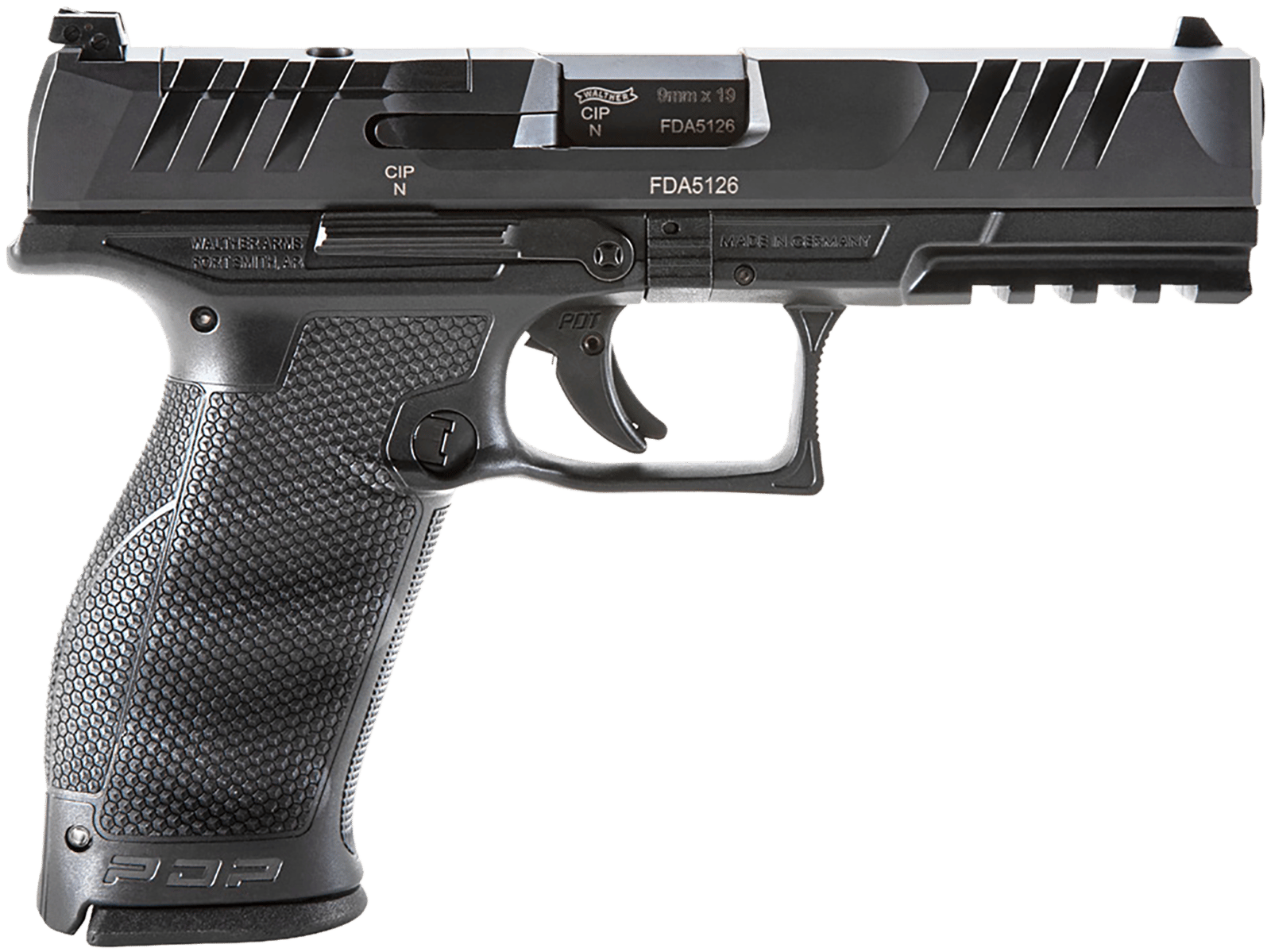 Walther Arms 2842475 PDP  9mm Luger 18+1 4.50" Black Polygonal Rifled Barrel, Black Optic Ready/Serrated Steel Slide, Black Polymer Frame w/Picatinny Rail, Ambidextrous