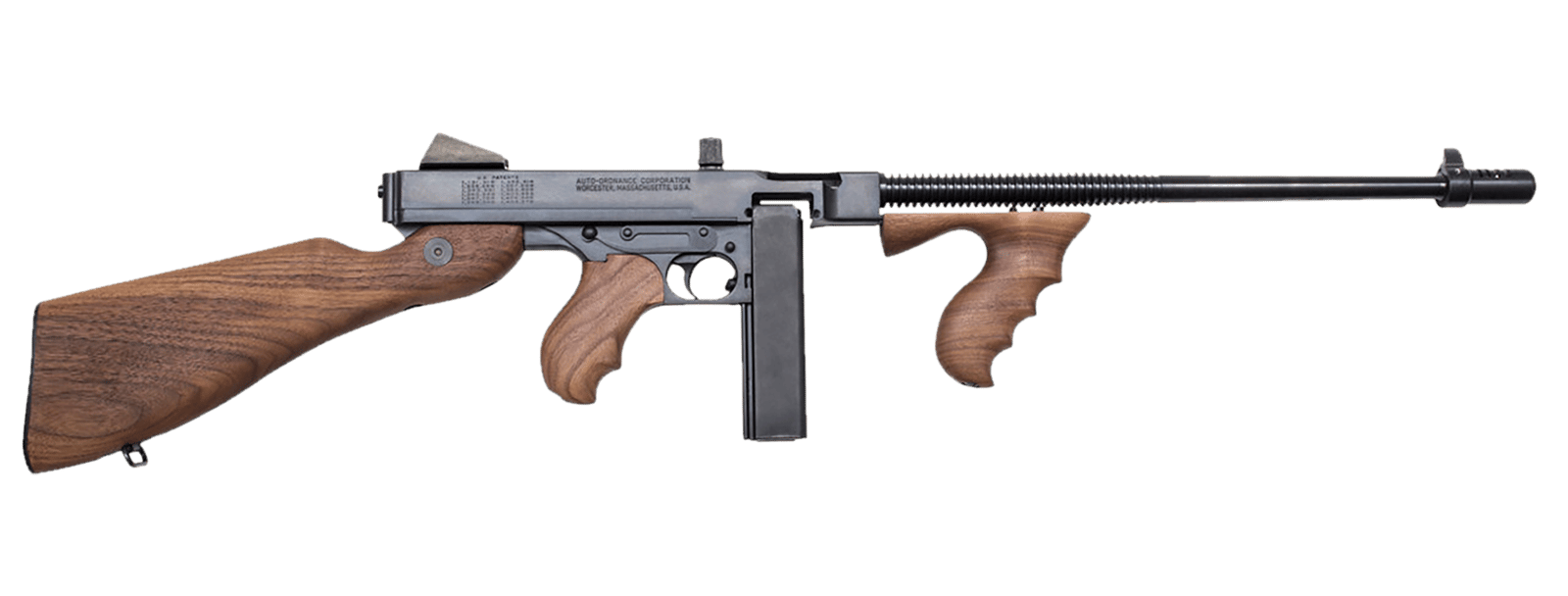 Thompson T5 1927A-1 Lightweight Deluxe 45 ACP Caliber with 16.50" Barrel, 20+1 Capacity (Stick), Blued Metal Finish, Walnut Wood Stock Grip Right Hand
