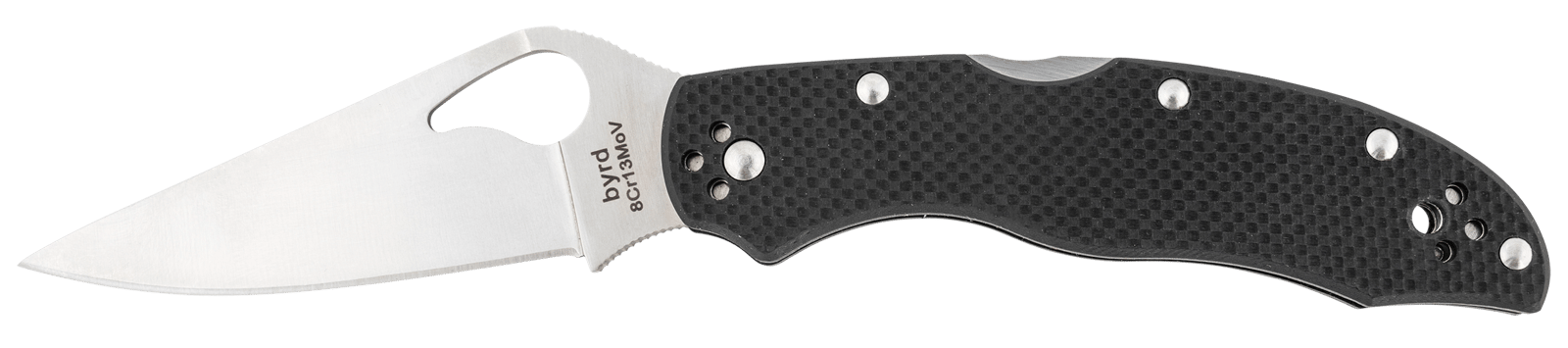 Spyderco BY01GP2 Byrd Harrier 2 3.39" Folding Clip Point Plain 8Cr13MoV SS Blade Black  Textured G10 Handle Includes Pocket Clip