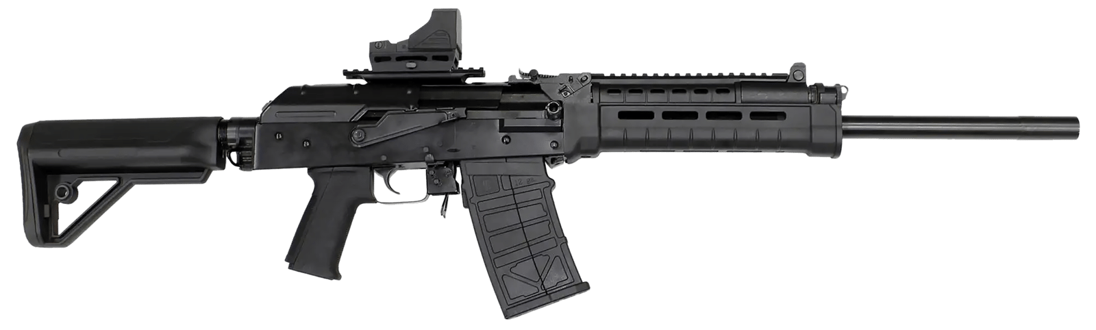 JTS Shotgun M12AKT2.1 M12AK T1 12 Gauge Semi-Auto 5+1 (2.75") 3" 18.70" Chrome-Lined Barrel, Black, M-Lok Handgaurd, Fixed Stock, Adj. Gas Block, 3 Chokes, Includes Red Dot