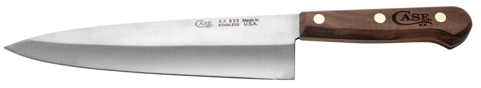 Case 07316 Chef's  8" Fixed Plain Mirror Polished Tru-Sharp SS Blade, Walnut Handle