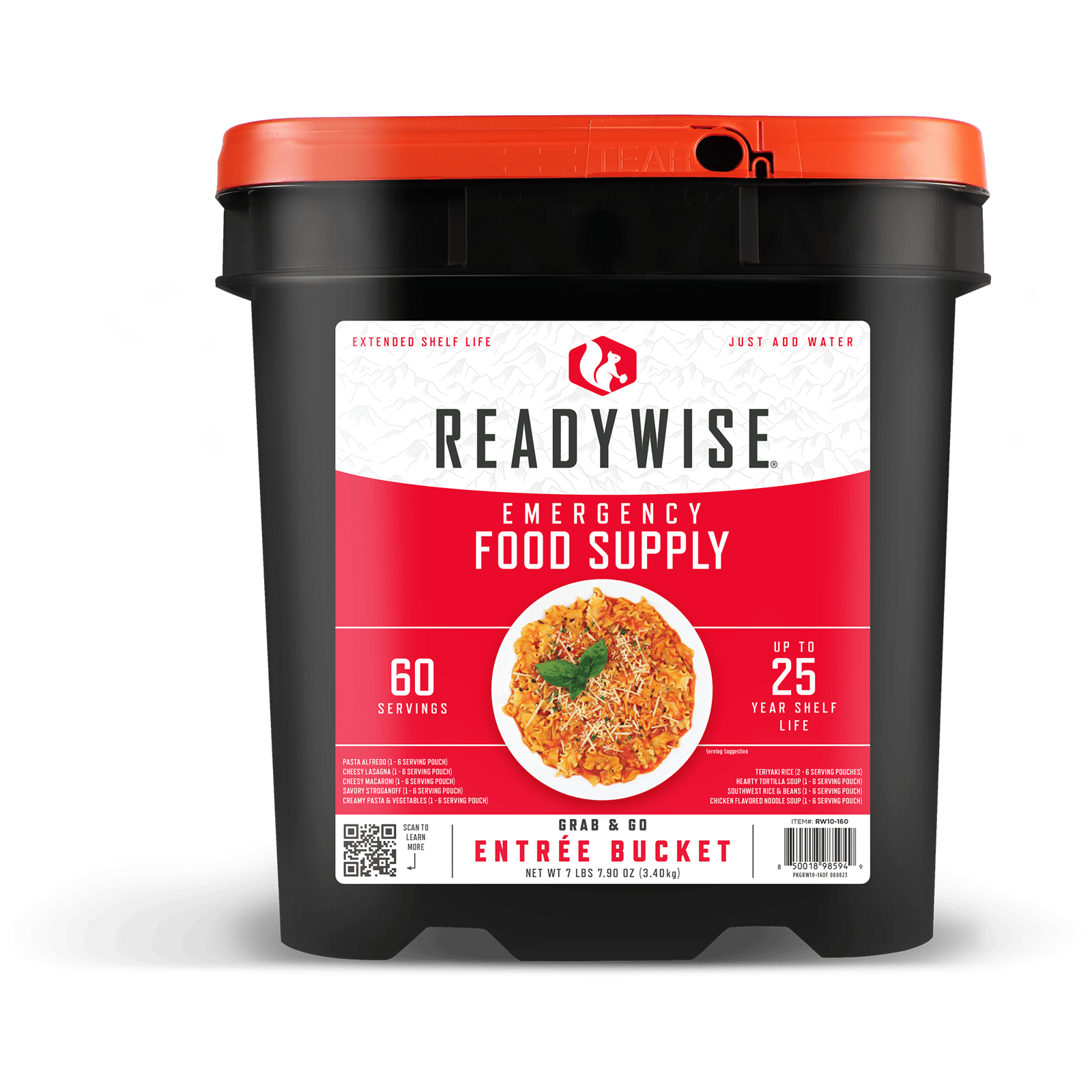ReadyWise RW10160 Grab N Go Bucket Freeze Dried Entrees 60 Servings per Bucket