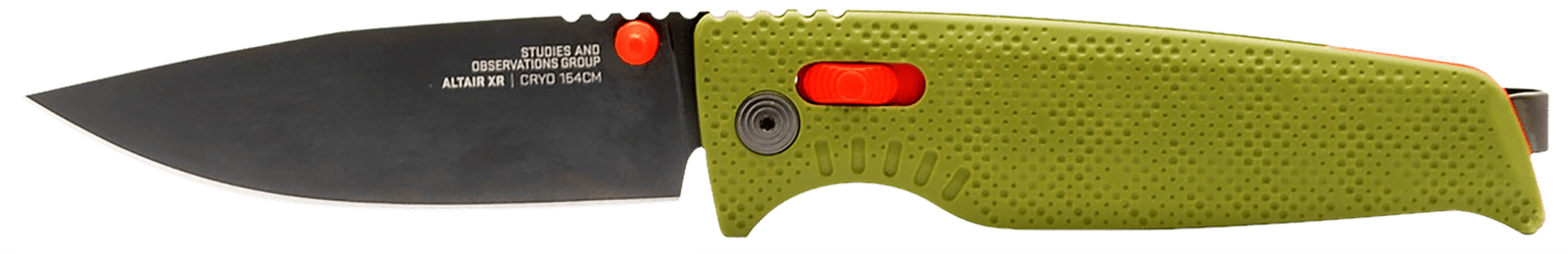 S.O.G SOG12790357 Altair XR 3.20" Folding Plain Bead Blasted Cryo CPM 154 SS Blade/ Field Green w/Stone Blue Accents GRN Handle