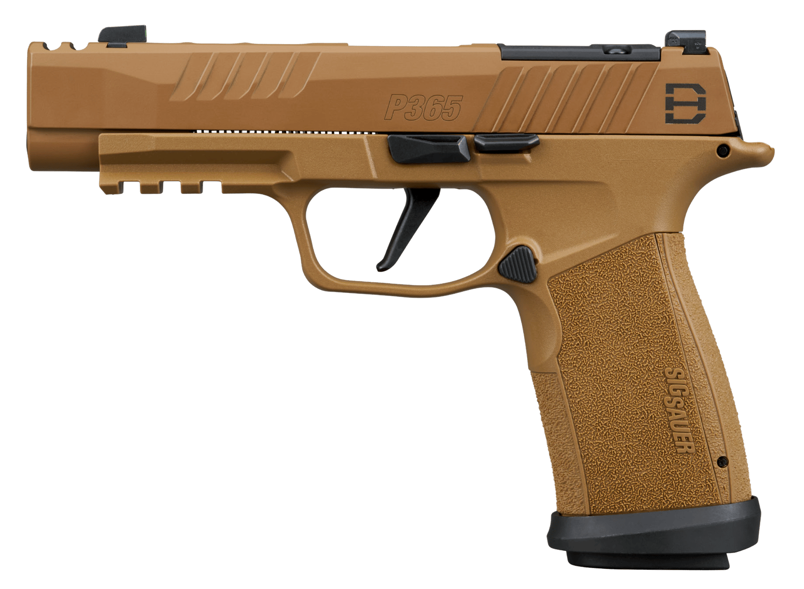 Sig Sauer 365XF9DH310 P365 DH3 Compact 9mm Luger 10+1 3.70" Black DLC Barrel, Coyote Cerakote Stainless Steel Lightening Cut/Optic Ready/Serrated Slide & Frame w/Picatinny Rail, Interchangeable Backst