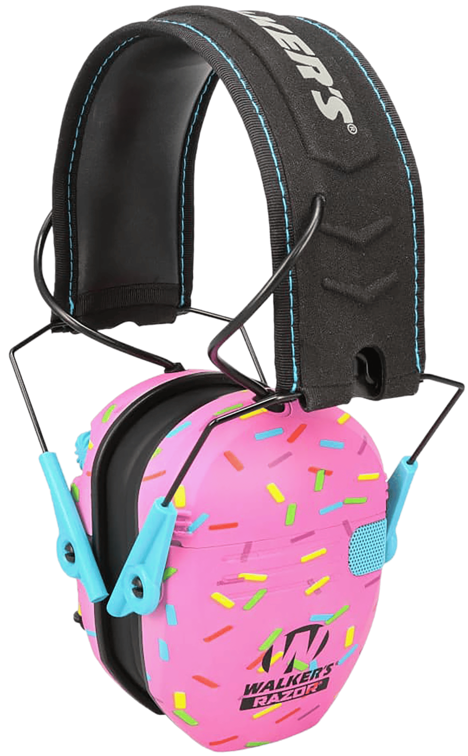Walker's GWPRSEMSPRNKP Razor Slim Electronic Muff 23 dB Over the Head Pink Sprinkles