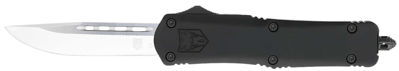 CobraTec Knives MBFS3DNS FS-3  Medium 3" OTF Drop Point Plain D2 Steel Blade, 4.50" Black Aluminum Alloy Handle