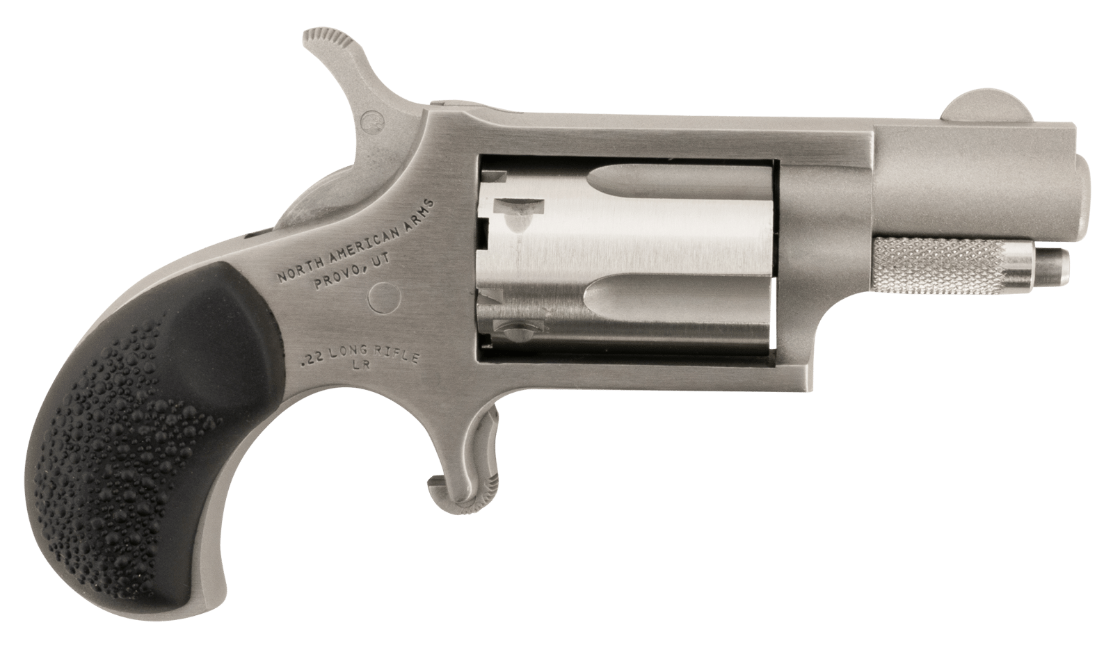 North American Arms 22LRGRCHS Mini-Revolver Carry Combo 22 LR 5 rd 1.13" Barrel, Stainless Steel Barrel/Cylinder/Frame, Black Rubber Grip, Includes Exclusive Holster Package