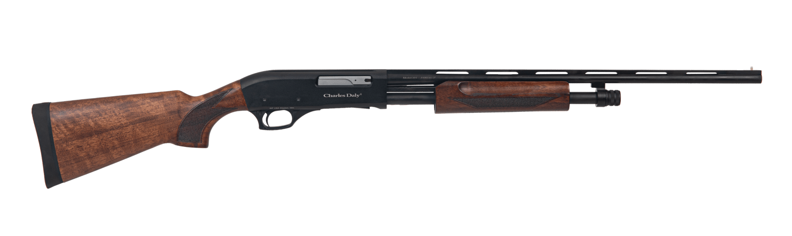 Charles Daly 930416 301 Field Compact 410 Gauge Pump 4+1 22" Vent Rib Barrel, Black Anodized Aluminum Grooved Receiver, Fixed Walnut Stock