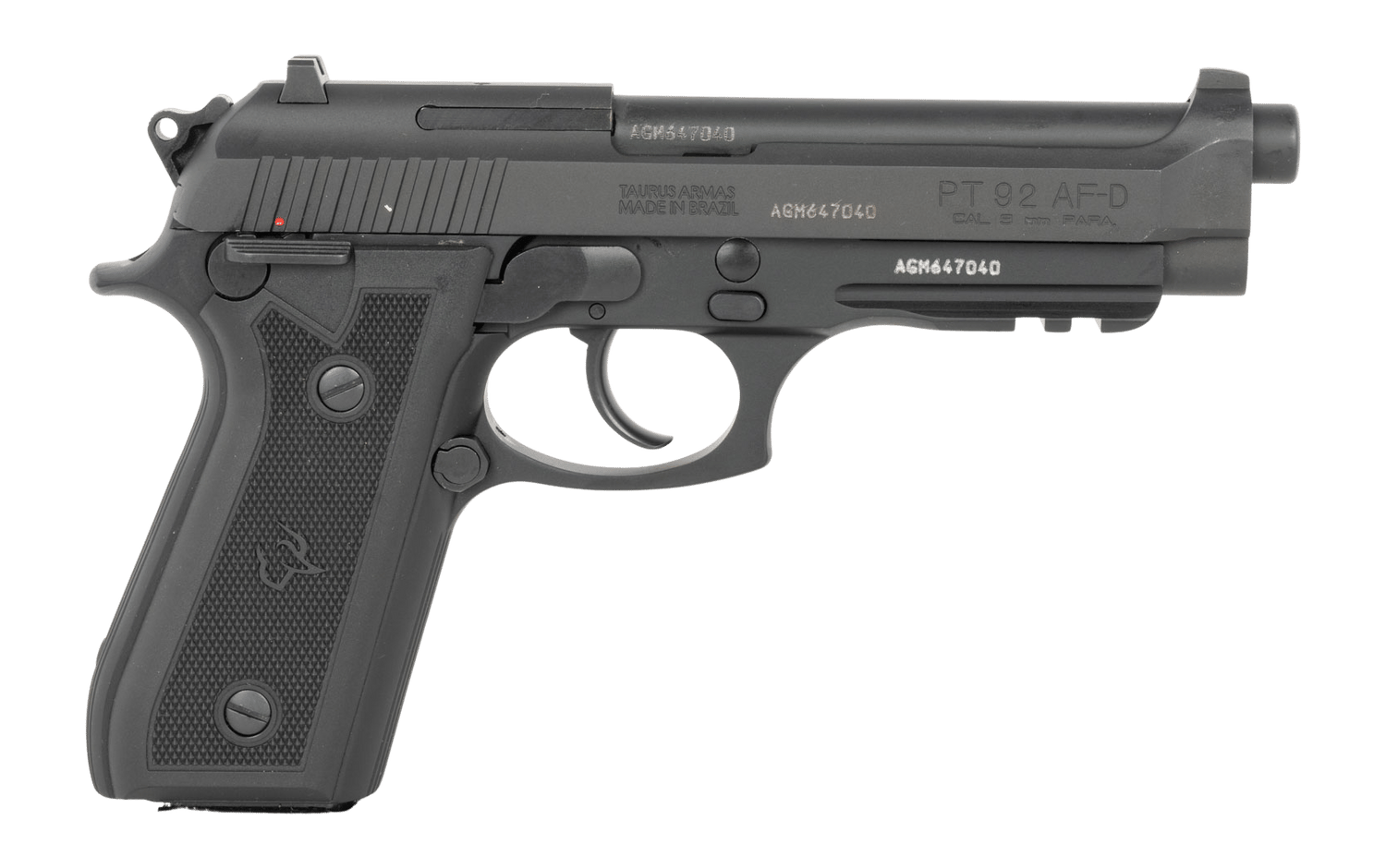 Taurus 1-920151-6MAG 92 Full Size 9mm Luger 18+1 5" Matte Matte Stainless Steel Barrel, Alloy Steel Serrated Slide, Black Anodized Aluminum Frame w/Beavertail & Picatinny Rail, Black Hogue G10 Grip,