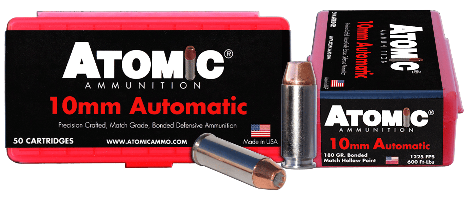 Atomic Ammunition 00432 Pistol Precision Craft 10mmAuto 180gr Bonded Match Hollow Point 50 Per Box/10 Case