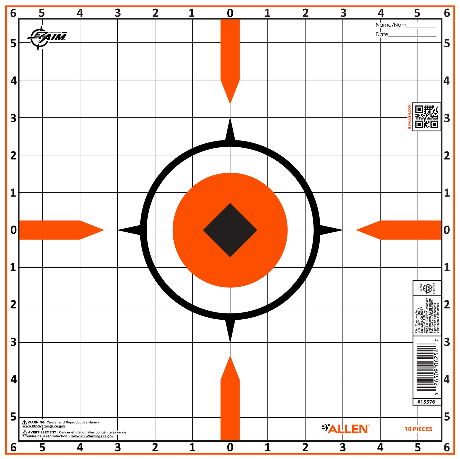 Allen 15576 Sight-In Grid Hanging Paper Universal 12"x12" Bright Orange 10 Pack