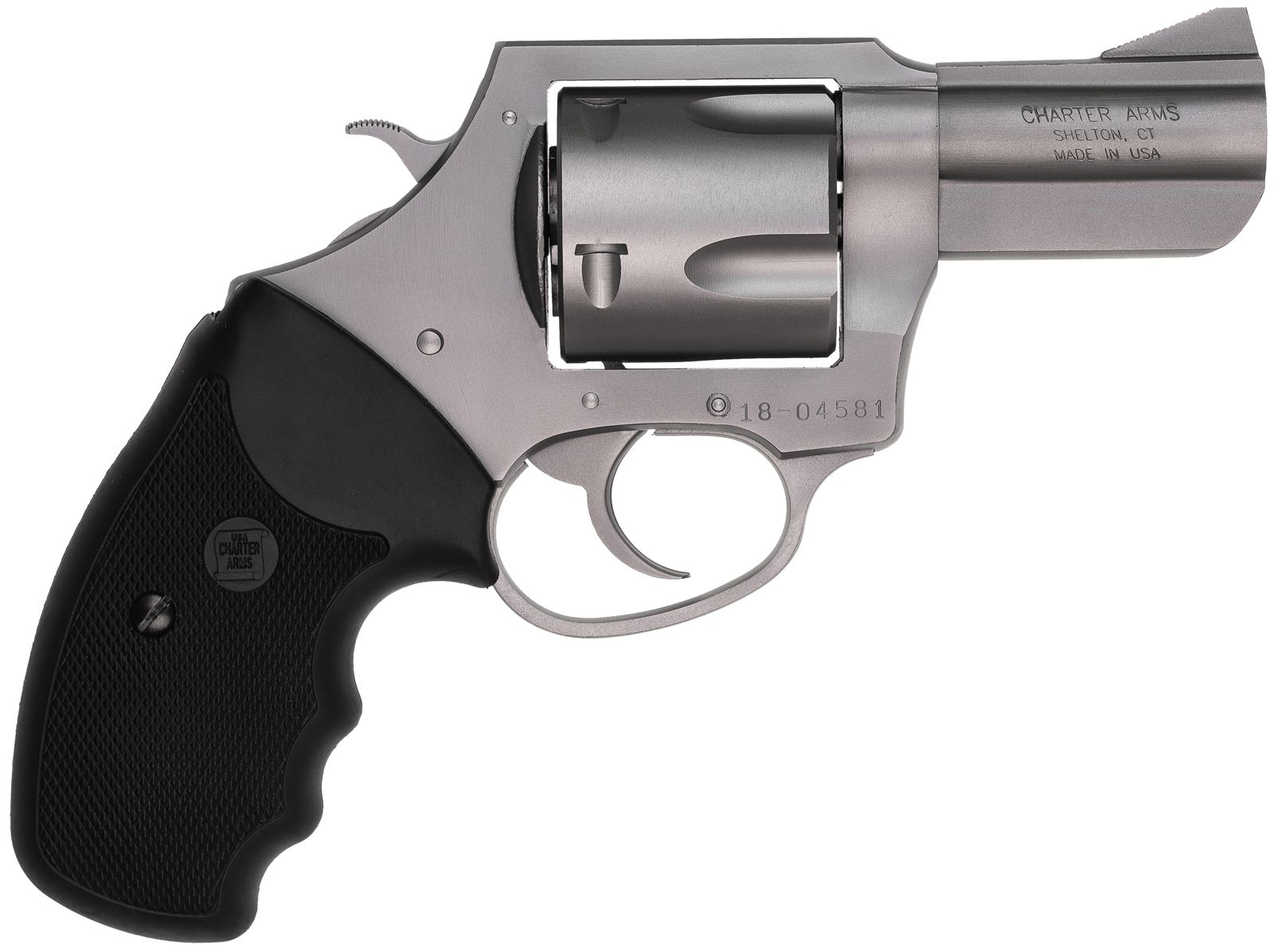 Charter Arms 74530 Bulldog Extra Large 45 Colt (LC), 5 Shot 2.50" Matte Stainless Steel Barrel, Cylinder & Frame w/Black Finger Grooved Rubber Grip
