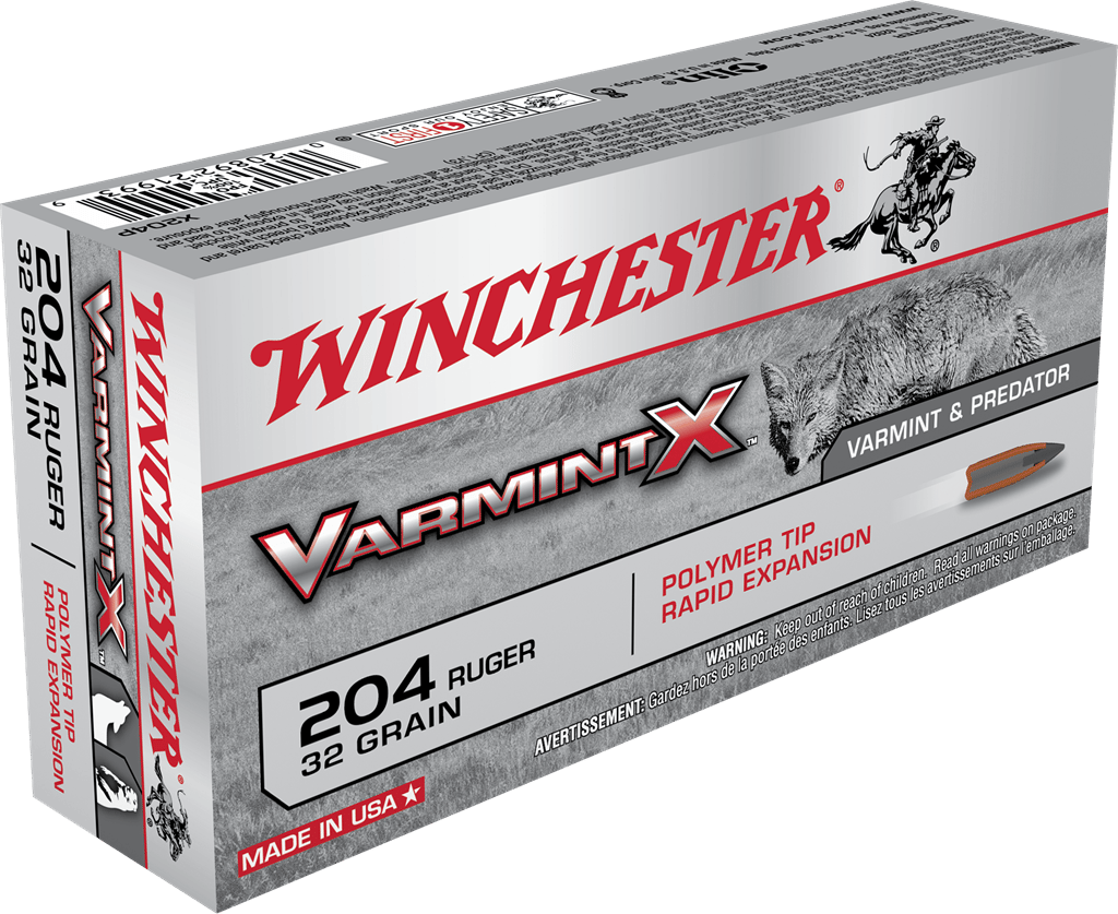 Winchester Ammo X204P Varmint X 204Ruger 32gr Polymer Tip Rapid Expansion 20 Per Box/10 Case