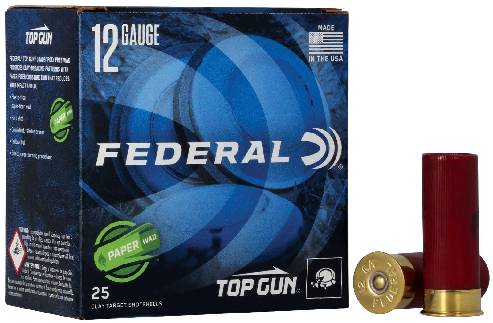 Federal TG12W75 Top Gun Paper Wad 12Gauge 2.75" 1 1/8oz 7.5Shot 25 Per Box/10 Case