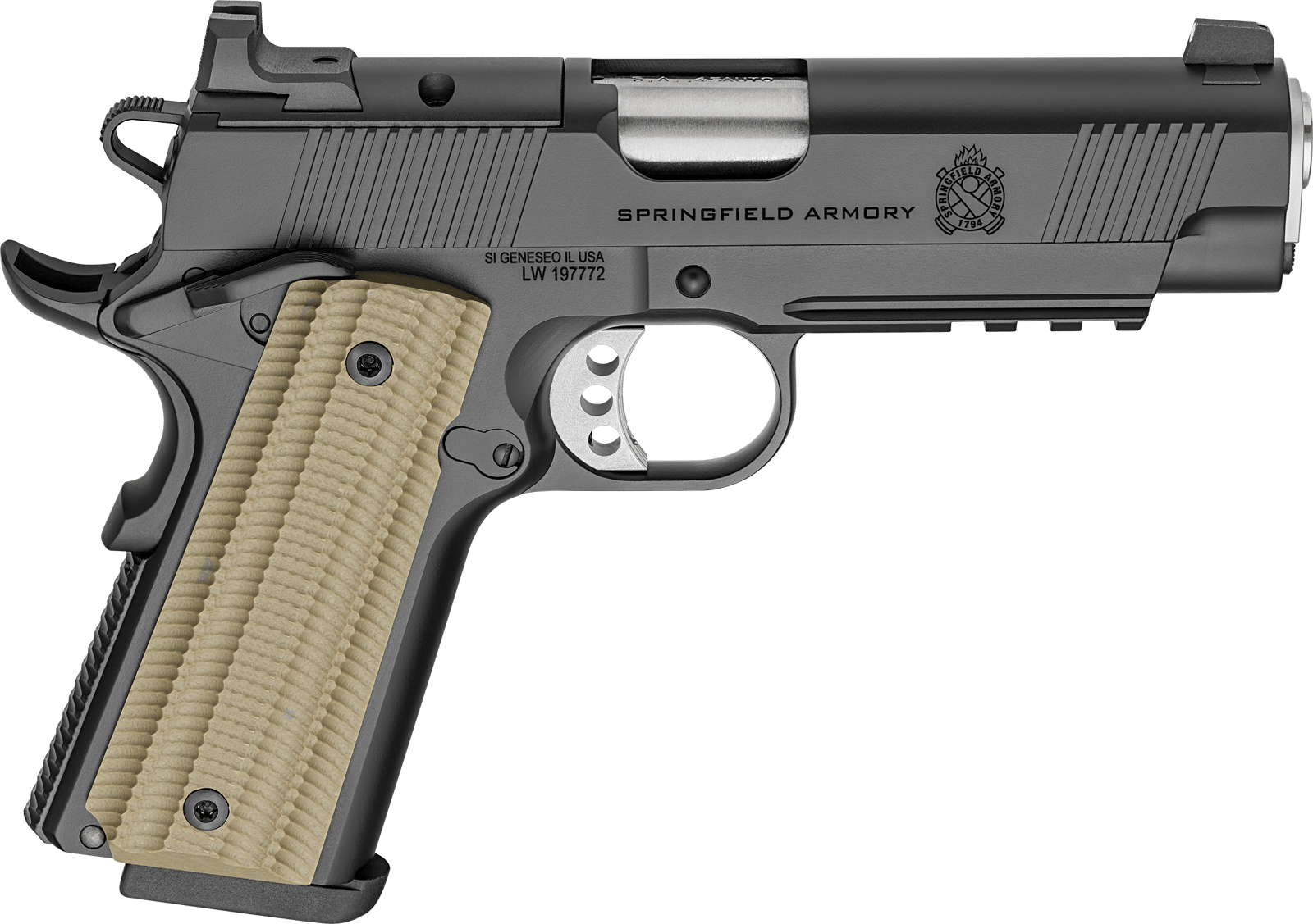 Springfield Armory PO9228AOS 1911 Operator 45 ACP 8+1 4" Black Cerakote Optic Ready Carbon Steel Slide Black Cerakote VZ G10 Grip