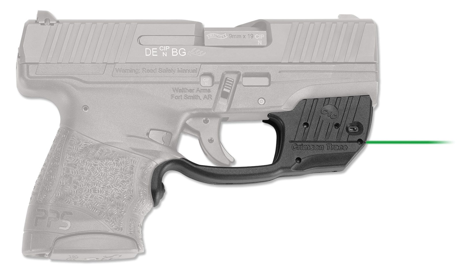 Crimson Trace 0158101 Laserguard Fits Walther PPS M2, Green Laser Black Polymer