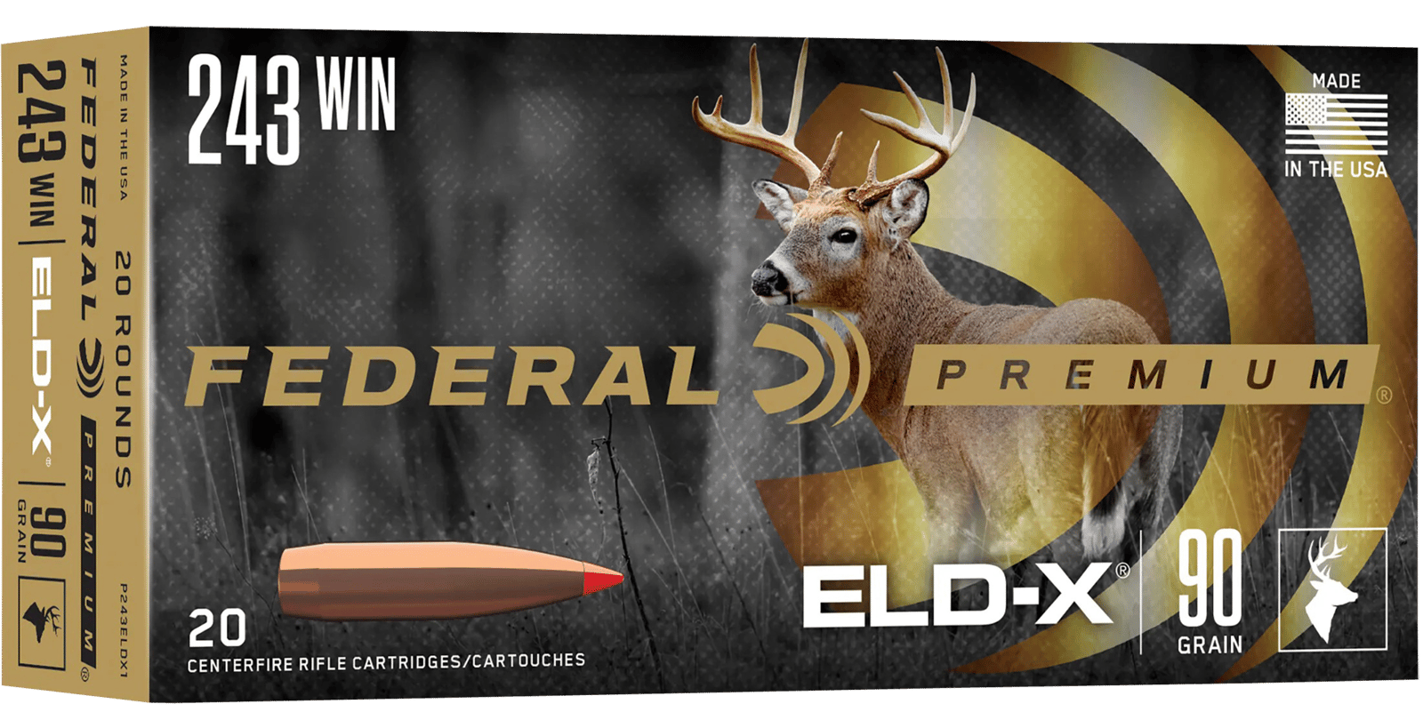 Federal P243ELDX1 Premium ELD-X 243Win 90gr 20 Per Box/10 Case
